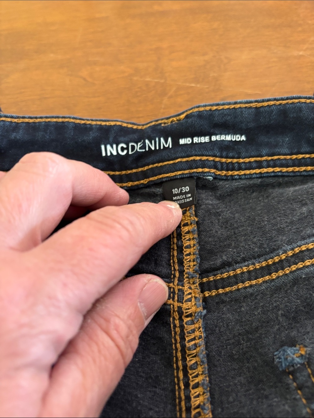 INC Denim Mid Rise Bermuda Dark Wash Jeans Size 10 - Picture 4 of 9